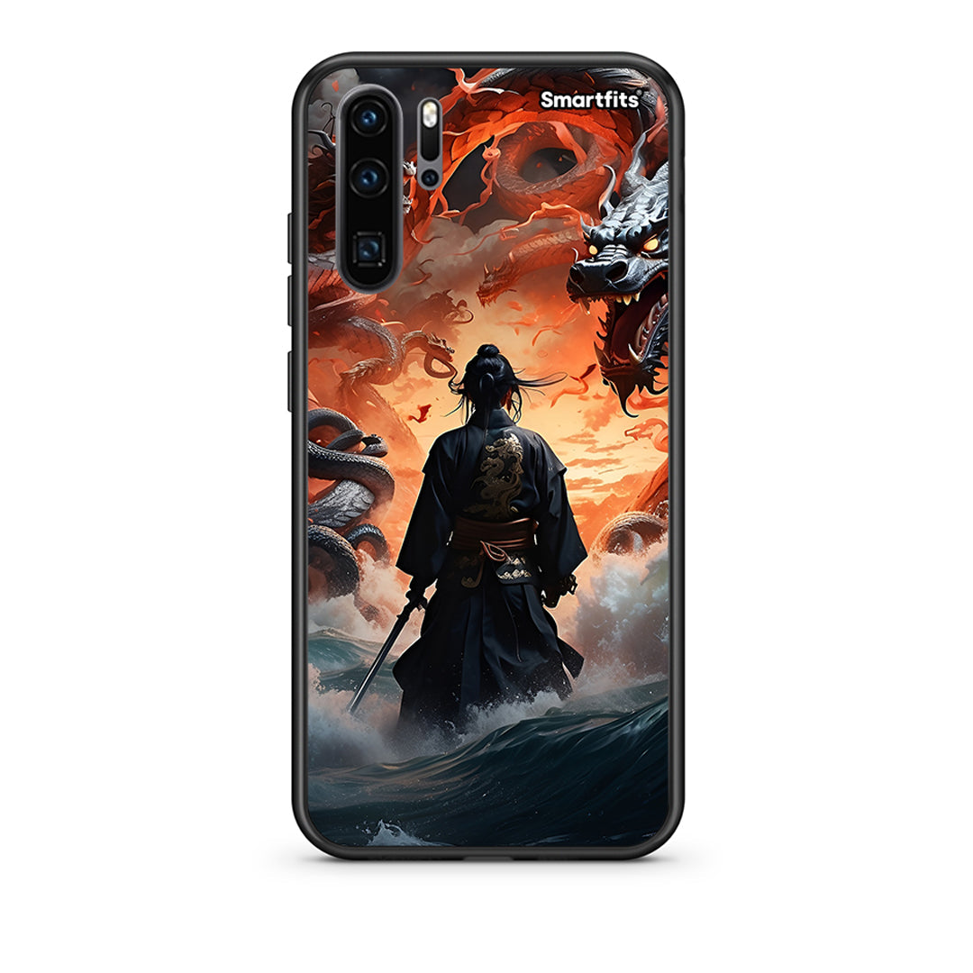 Huawei P30 Pro Dragons Fight θήκη από τη Smartfits με σχέδιο στο πίσω μέρος και μαύρο περίβλημα | Smartphone case with colorful back and black bezels by Smartfits