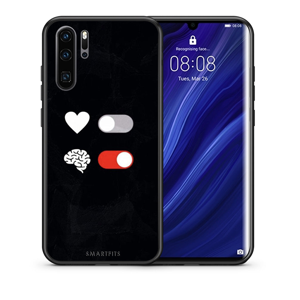Θήκη Αγίου Βαλεντίνου Huawei P30 Pro Heart Vs Brain από τη Smartfits με σχέδιο στο πίσω μέρος και μαύρο περίβλημα | Huawei P30 Pro Heart Vs Brain case with colorful back and black bezels