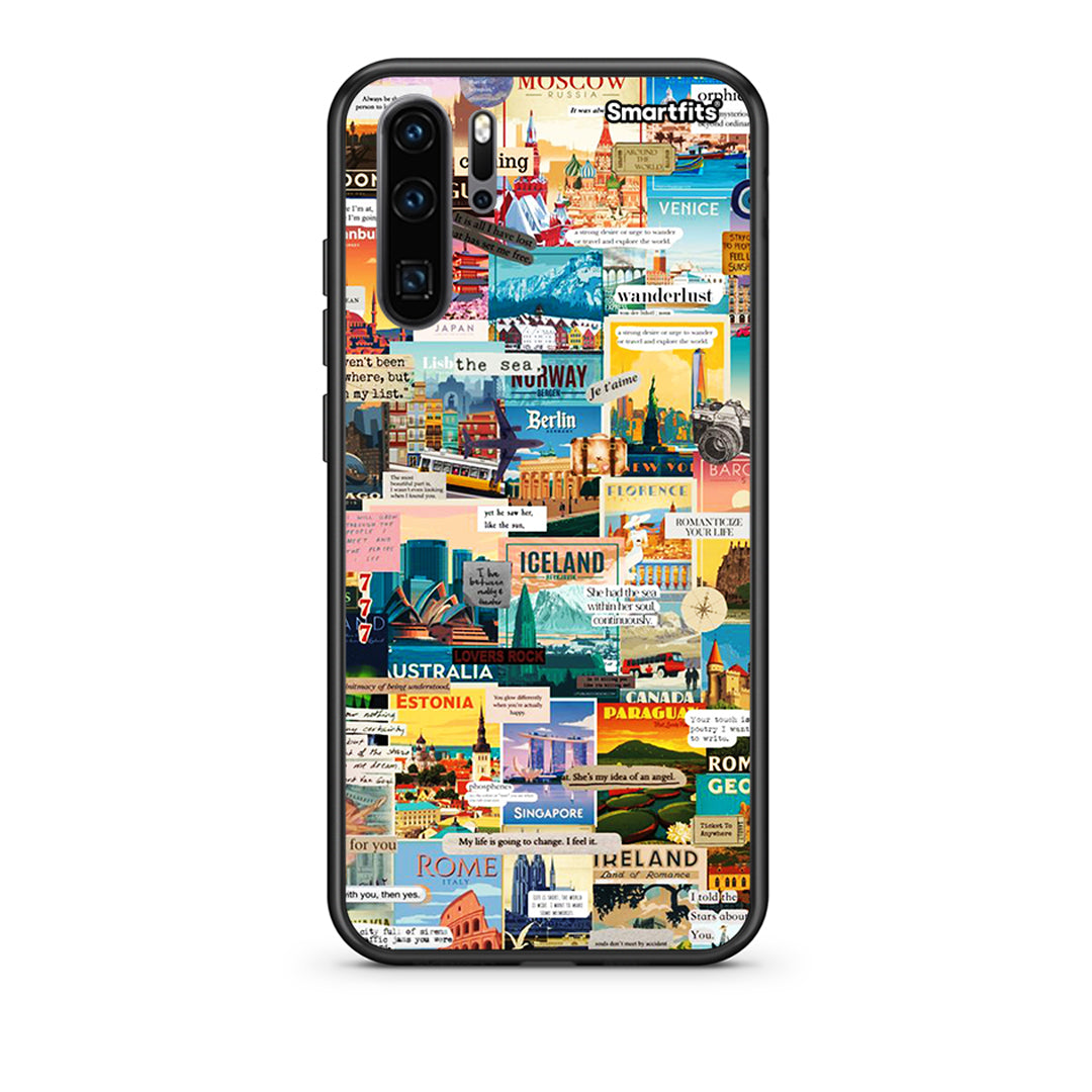 Huawei P30 Pro Live To Travel θήκη από τη Smartfits με σχέδιο στο πίσω μέρος και μαύρο περίβλημα | Smartphone case with colorful back and black bezels by Smartfits