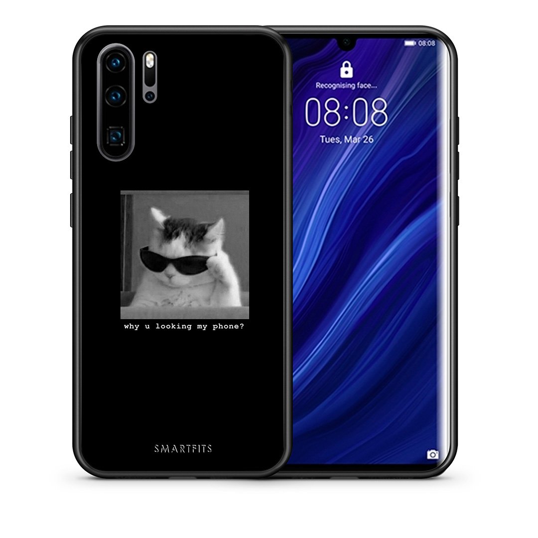 Θήκη Huawei P30 Pro Meme Cat από τη Smartfits με σχέδιο στο πίσω μέρος και μαύρο περίβλημα | Huawei P30 Pro Meme Cat case with colorful back and black bezels