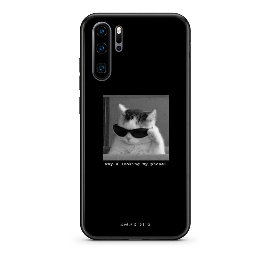 Huawei P30 Pro Meme Cat θήκη από τη Smartfits με σχέδιο στο πίσω μέρος και μαύρο περίβλημα | Smartphone case with colorful back and black bezels by Smartfits