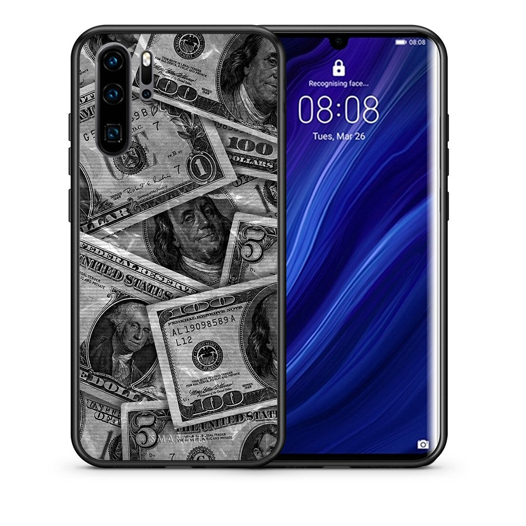Θήκη Huawei P30 Pro Money Dollars από τη Smartfits με σχέδιο στο πίσω μέρος και μαύρο περίβλημα | Huawei P30 Pro Money Dollars case with colorful back and black bezels