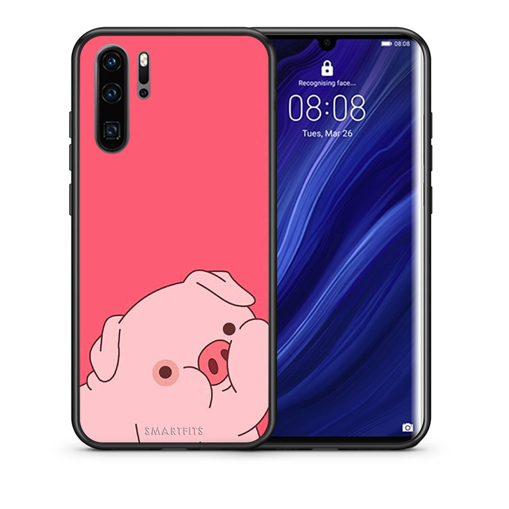 Θήκη Αγίου Βαλεντίνου Huawei P30 Pro Pig Love 1 από τη Smartfits με σχέδιο στο πίσω μέρος και μαύρο περίβλημα | Huawei P30 Pro Pig Love 1 case with colorful back and black bezels