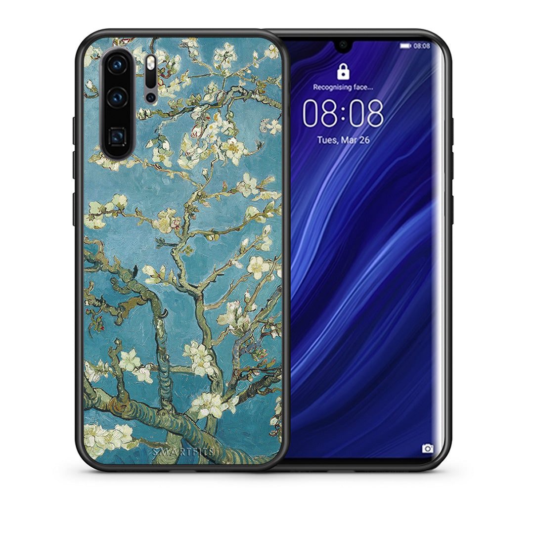 Θήκη Huawei P30 Pro White Blossoms από τη Smartfits με σχέδιο στο πίσω μέρος και μαύρο περίβλημα | Huawei P30 Pro White Blossoms case with colorful back and black bezels