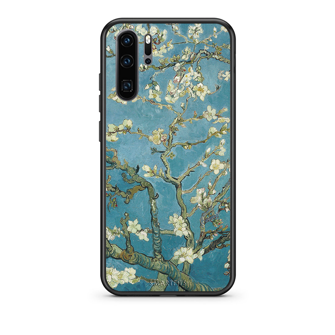 Huawei P30 Pro White Blossoms θήκη από τη Smartfits με σχέδιο στο πίσω μέρος και μαύρο περίβλημα | Smartphone case with colorful back and black bezels by Smartfits