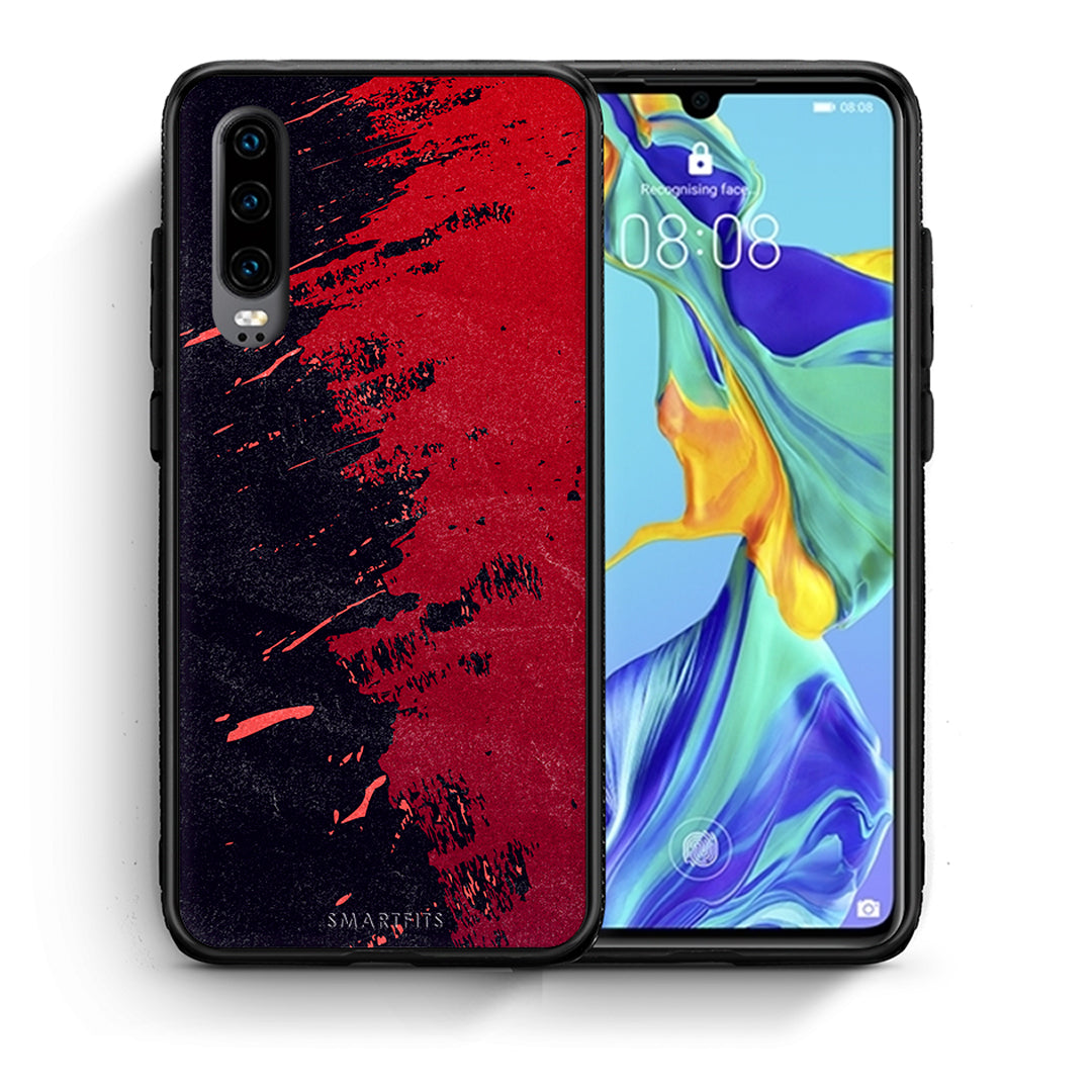 Θήκη Αγίου Βαλεντίνου Huawei P30 Red Paint από τη Smartfits με σχέδιο στο πίσω μέρος και μαύρο περίβλημα | Huawei P30 Red Paint case with colorful back and black bezels