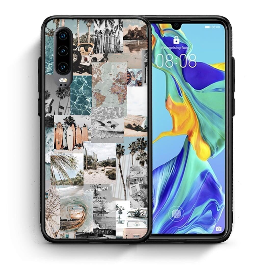 Θήκη Huawei P30 Retro Beach Life από τη Smartfits με σχέδιο στο πίσω μέρος και μαύρο περίβλημα | Huawei P30 Retro Beach Life case with colorful back and black bezels