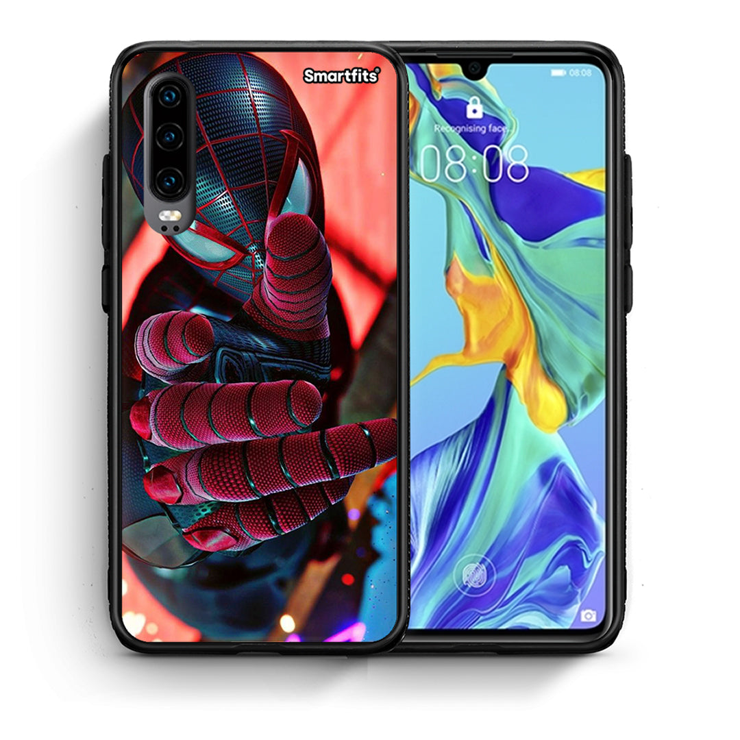 Θήκη Huawei P30 Spider Hand από τη Smartfits με σχέδιο στο πίσω μέρος και μαύρο περίβλημα | Huawei P30 Spider Hand case with colorful back and black bezels