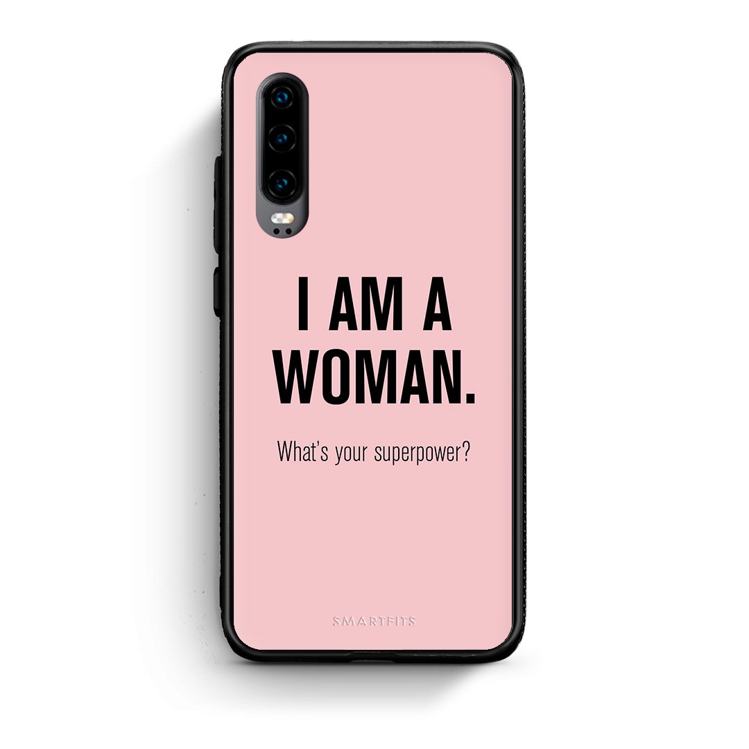 Huawei P30 Superpower Woman θήκη από τη Smartfits με σχέδιο στο πίσω μέρος και μαύρο περίβλημα | Smartphone case with colorful back and black bezels by Smartfits