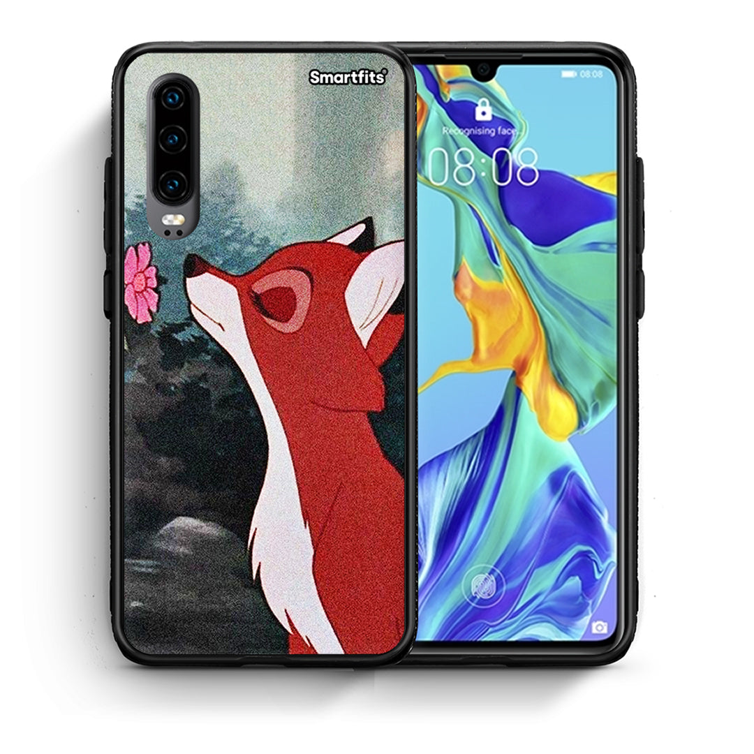 Θήκη Huawei P30 Tod And Vixey Love 2 από τη Smartfits με σχέδιο στο πίσω μέρος και μαύρο περίβλημα | Huawei P30 Tod And Vixey Love 2 case with colorful back and black bezels