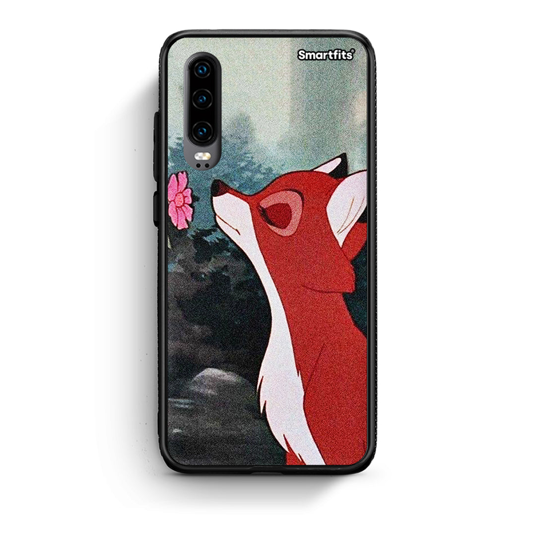 Huawei P30 Tod And Vixey Love 2 θήκη από τη Smartfits με σχέδιο στο πίσω μέρος και μαύρο περίβλημα | Smartphone case with colorful back and black bezels by Smartfits