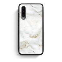 Thumbnail for Huawei P30 White Gold Marble θήκη από τη Smartfits με σχέδιο στο πίσω μέρος και μαύρο περίβλημα | Smartphone case with colorful back and black bezels by Smartfits