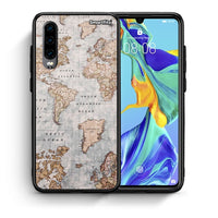 Thumbnail for Θήκη Huawei P30 World Map από τη Smartfits με σχέδιο στο πίσω μέρος και μαύρο περίβλημα | Huawei P30 World Map case with colorful back and black bezels