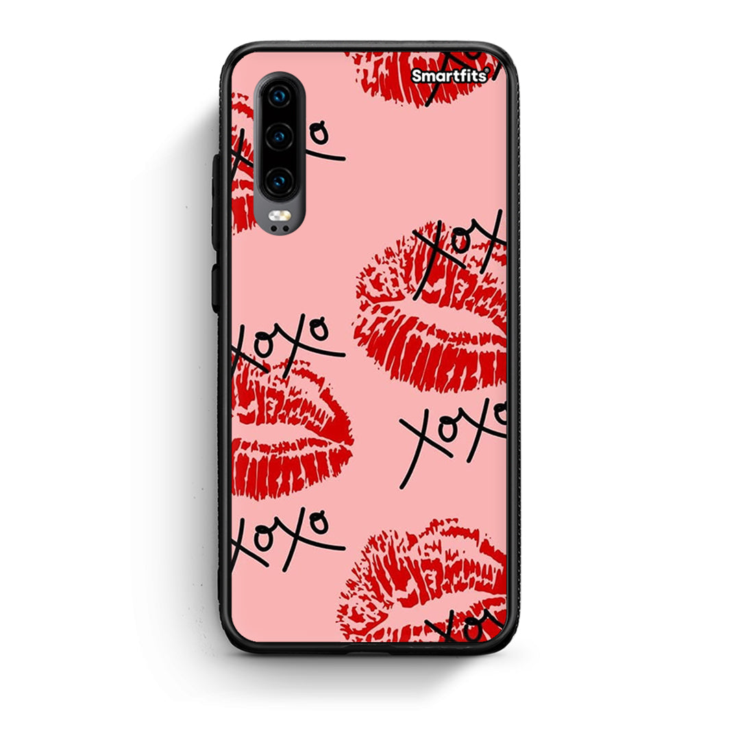 Huawei P30 XOXO Lips θήκη από τη Smartfits με σχέδιο στο πίσω μέρος και μαύρο περίβλημα | Smartphone case with colorful back and black bezels by Smartfits