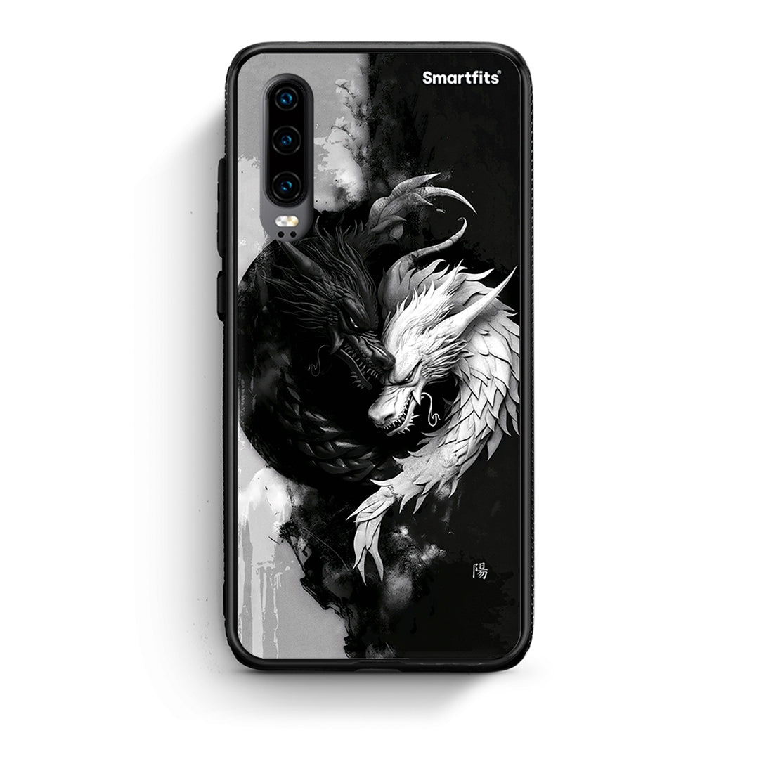 Huawei P30 Yin Yang Θήκη από τη Smartfits με σχέδιο στο πίσω μέρος και μαύρο περίβλημα | Smartphone case with colorful back and black bezels by Smartfits