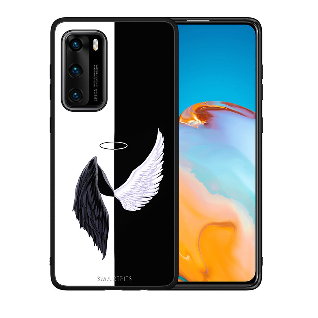 Θήκη Huawei P40 Angels Demons από τη Smartfits με σχέδιο στο πίσω μέρος και μαύρο περίβλημα | Huawei P40 Angels Demons case with colorful back and black bezels