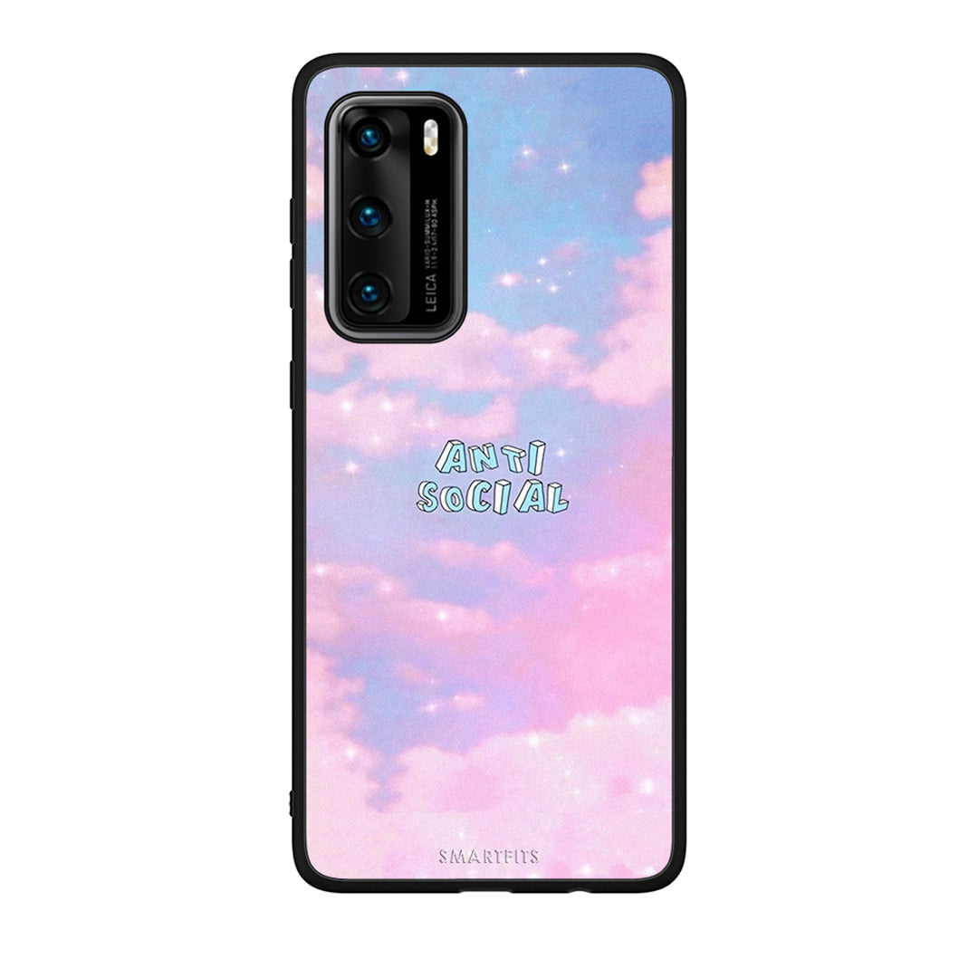 Huawei P40 Anti Social Θήκη Αγίου Βαλεντίνου από τη Smartfits με σχέδιο στο πίσω μέρος και μαύρο περίβλημα | Smartphone case with colorful back and black bezels by Smartfits