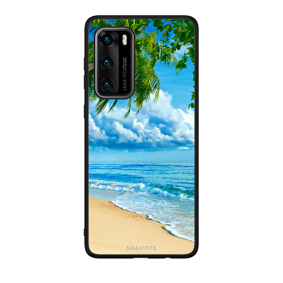 Huawei P40 Beautiful Beach θήκη από τη Smartfits με σχέδιο στο πίσω μέρος και μαύρο περίβλημα | Smartphone case with colorful back and black bezels by Smartfits