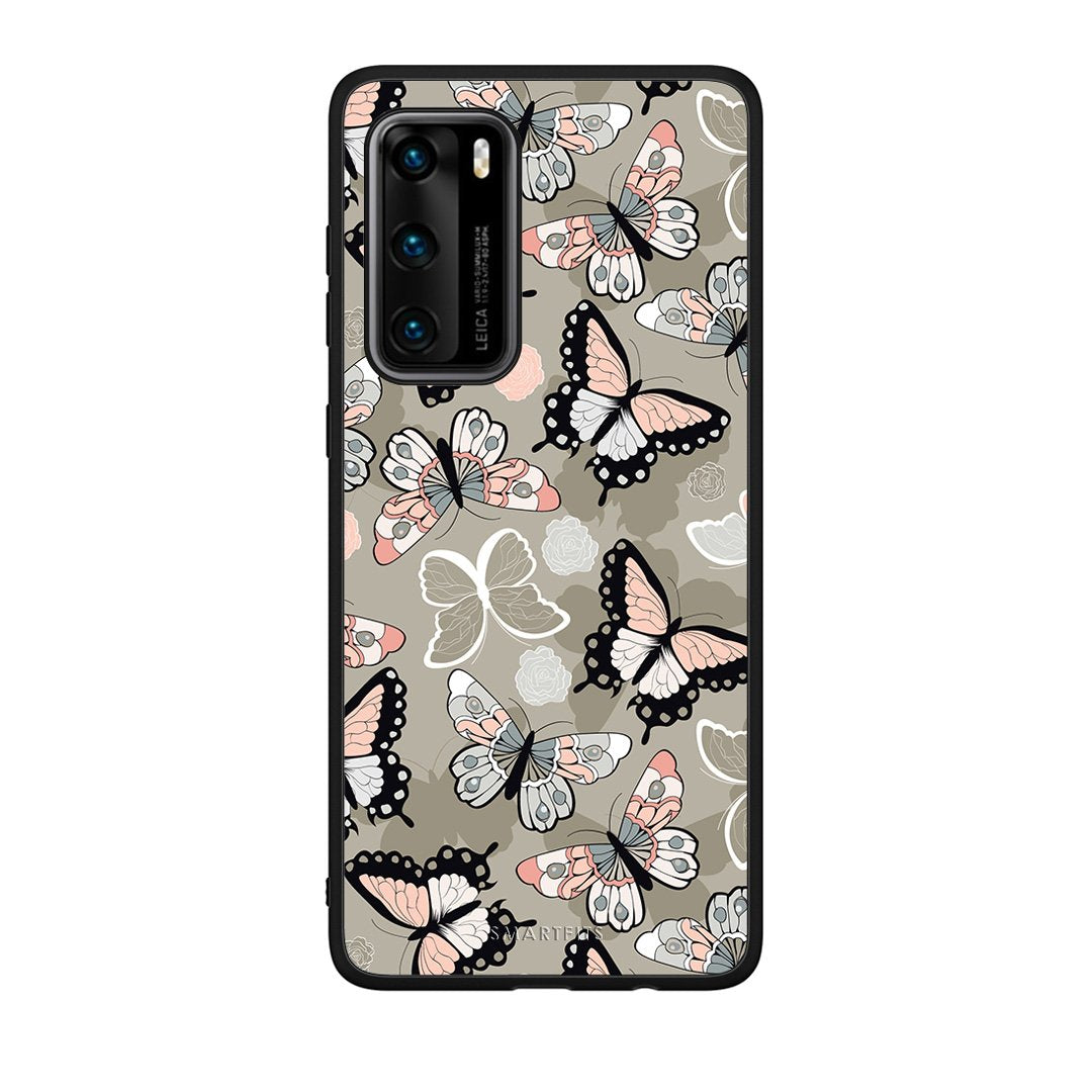 135 - Huawei P40  Butterflies Boho case, cover, bumper