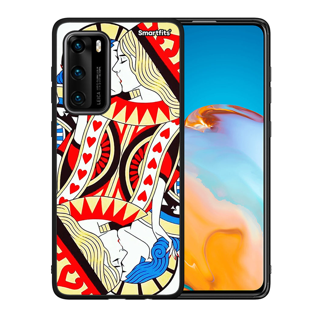 Θήκη Huawei P40 Card Love από τη Smartfits με σχέδιο στο πίσω μέρος και μαύρο περίβλημα | Huawei P40 Card Love case with colorful back and black bezels