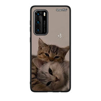 Thumbnail for Huawei P40 Cats In Love Θήκη από τη Smartfits με σχέδιο στο πίσω μέρος και μαύρο περίβλημα | Smartphone case with colorful back and black bezels by Smartfits