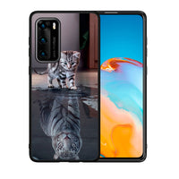 Thumbnail for Θήκη Huawei P40 Tiger Cute από τη Smartfits με σχέδιο στο πίσω μέρος και μαύρο περίβλημα | Huawei P40 Tiger Cute case with colorful back and black bezels