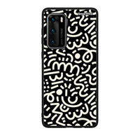 Thumbnail for Huawei P40 Doodle Art Θήκη από τη Smartfits με σχέδιο στο πίσω μέρος και μαύρο περίβλημα | Smartphone case with colorful back and black bezels by Smartfits