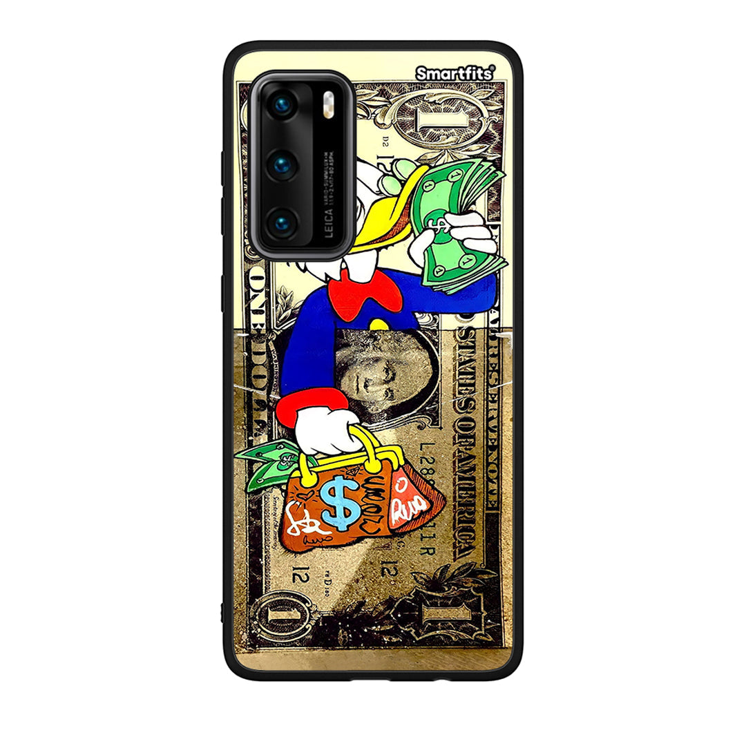 Huawei P40 Duck Money Θήκη από τη Smartfits με σχέδιο στο πίσω μέρος και μαύρο περίβλημα | Smartphone case with colorful back and black bezels by Smartfits