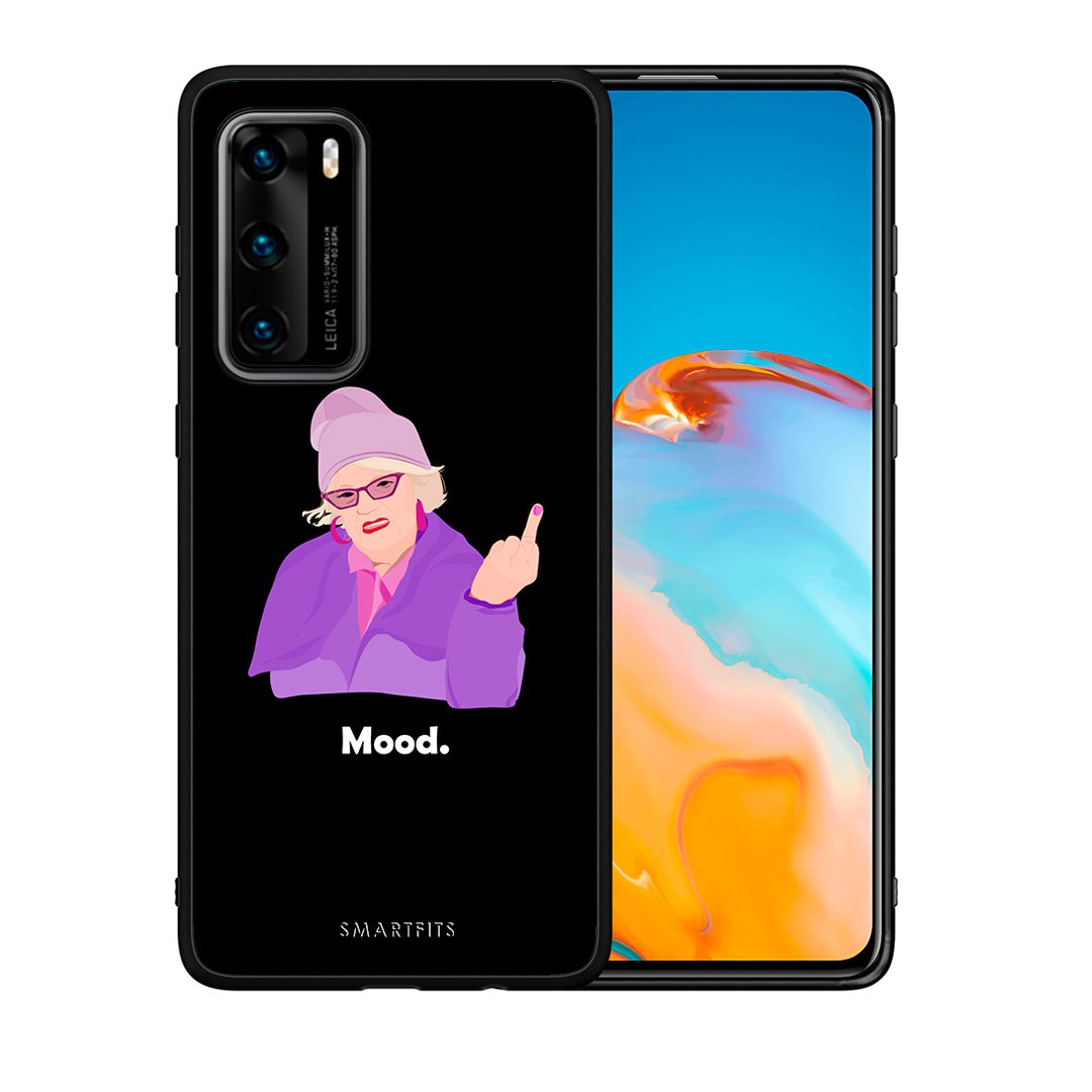 Θήκη Huawei P40 Grandma Mood Black από τη Smartfits με σχέδιο στο πίσω μέρος και μαύρο περίβλημα | Huawei P40 Grandma Mood Black case with colorful back and black bezels