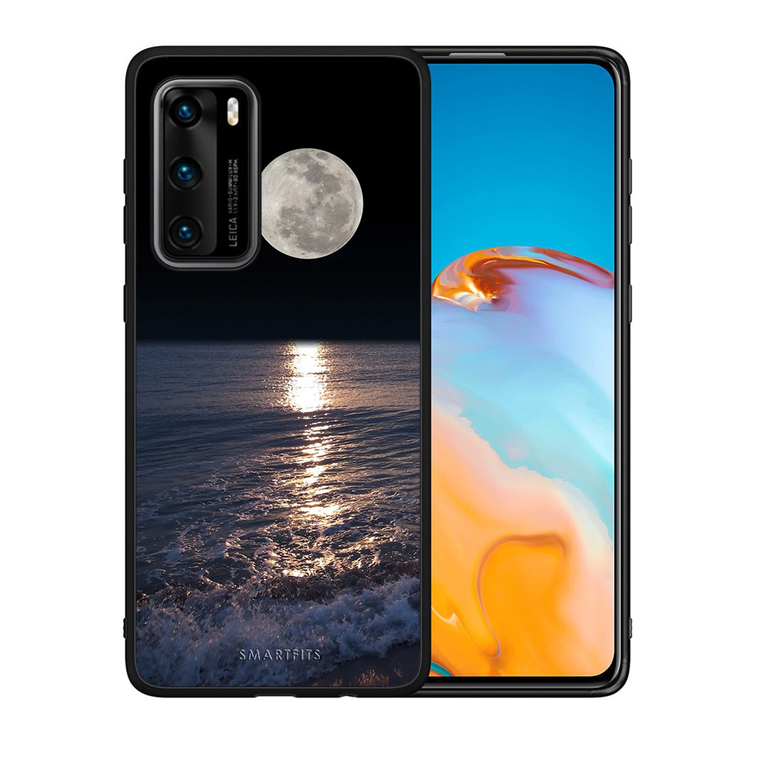 Θήκη Huawei P40 Moon Landscape από τη Smartfits με σχέδιο στο πίσω μέρος και μαύρο περίβλημα | Huawei P40 Moon Landscape case with colorful back and black bezels