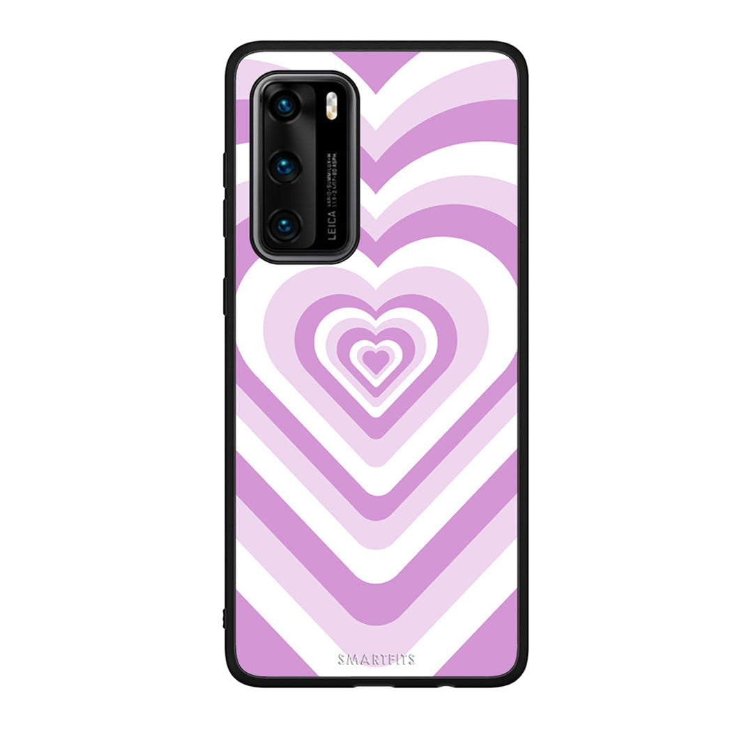 Huawei P40 Lilac Hearts θήκη από τη Smartfits με σχέδιο στο πίσω μέρος και μαύρο περίβλημα | Smartphone case with colorful back and black bezels by Smartfits