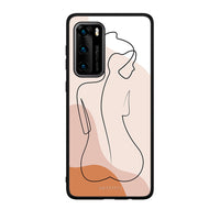 Thumbnail for Huawei P40 LineArt Woman θήκη από τη Smartfits με σχέδιο στο πίσω μέρος και μαύρο περίβλημα | Smartphone case with colorful back and black bezels by Smartfits