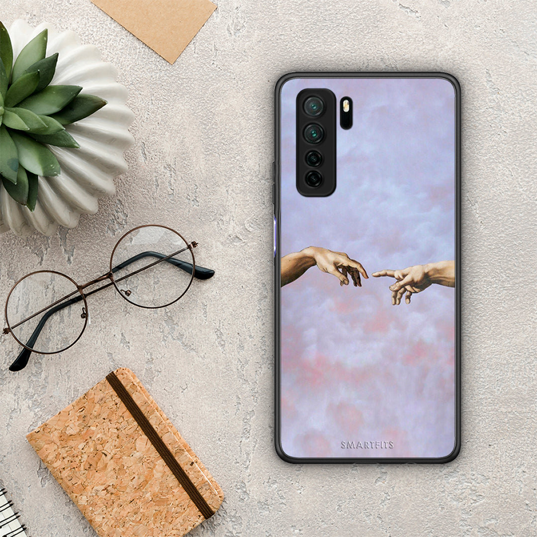 Θήκη Huawei P40 Lite 5G Adam Hand από τη Smartfits με σχέδιο στο πίσω μέρος και μαύρο περίβλημα | Huawei P40 Lite 5G Adam Hand Case with Colorful Back and Black Bezels