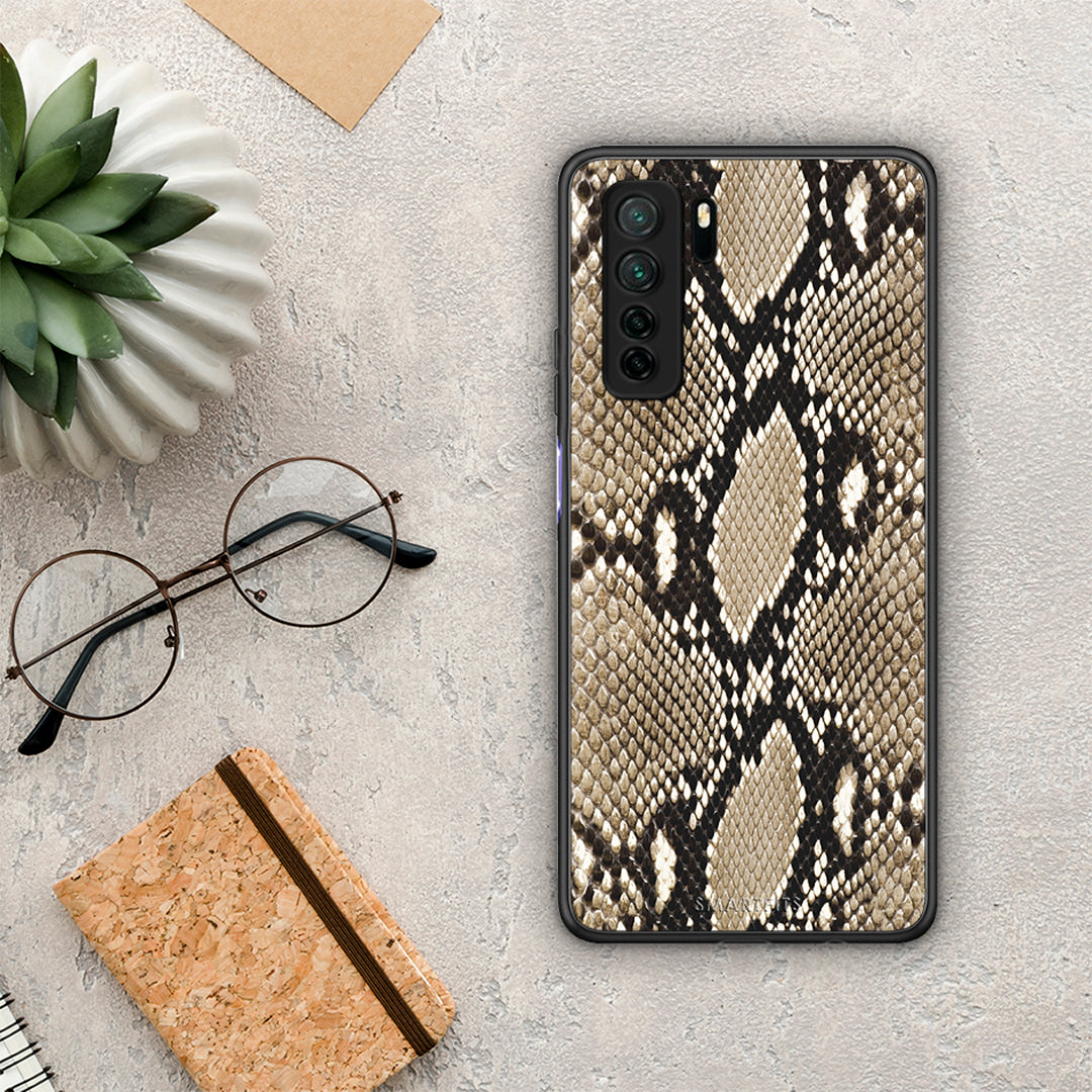 Θήκη Huawei P40 Lite 5G Animal Fashion Snake από τη Smartfits με σχέδιο στο πίσω μέρος και μαύρο περίβλημα | Huawei P40 Lite 5G Animal Fashion Snake Case with Colorful Back and Black Bezels