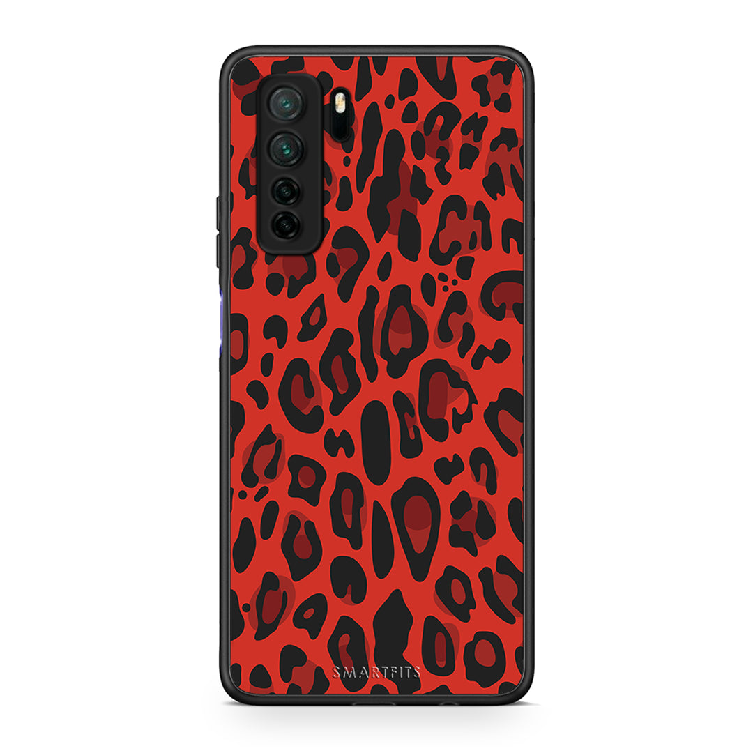 Θήκη Huawei P40 Lite 5G Animal Red Leopard από τη Smartfits με σχέδιο στο πίσω μέρος και μαύρο περίβλημα | Huawei P40 Lite 5G Animal Red Leopard Case with Colorful Back and Black Bezels