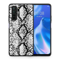 Thumbnail for Θήκη Huawei P40 Lite 5G Animal White Snake από τη Smartfits με σχέδιο στο πίσω μέρος και μαύρο περίβλημα | Huawei P40 Lite 5G Animal White Snake Case with Colorful Back and Black Bezels