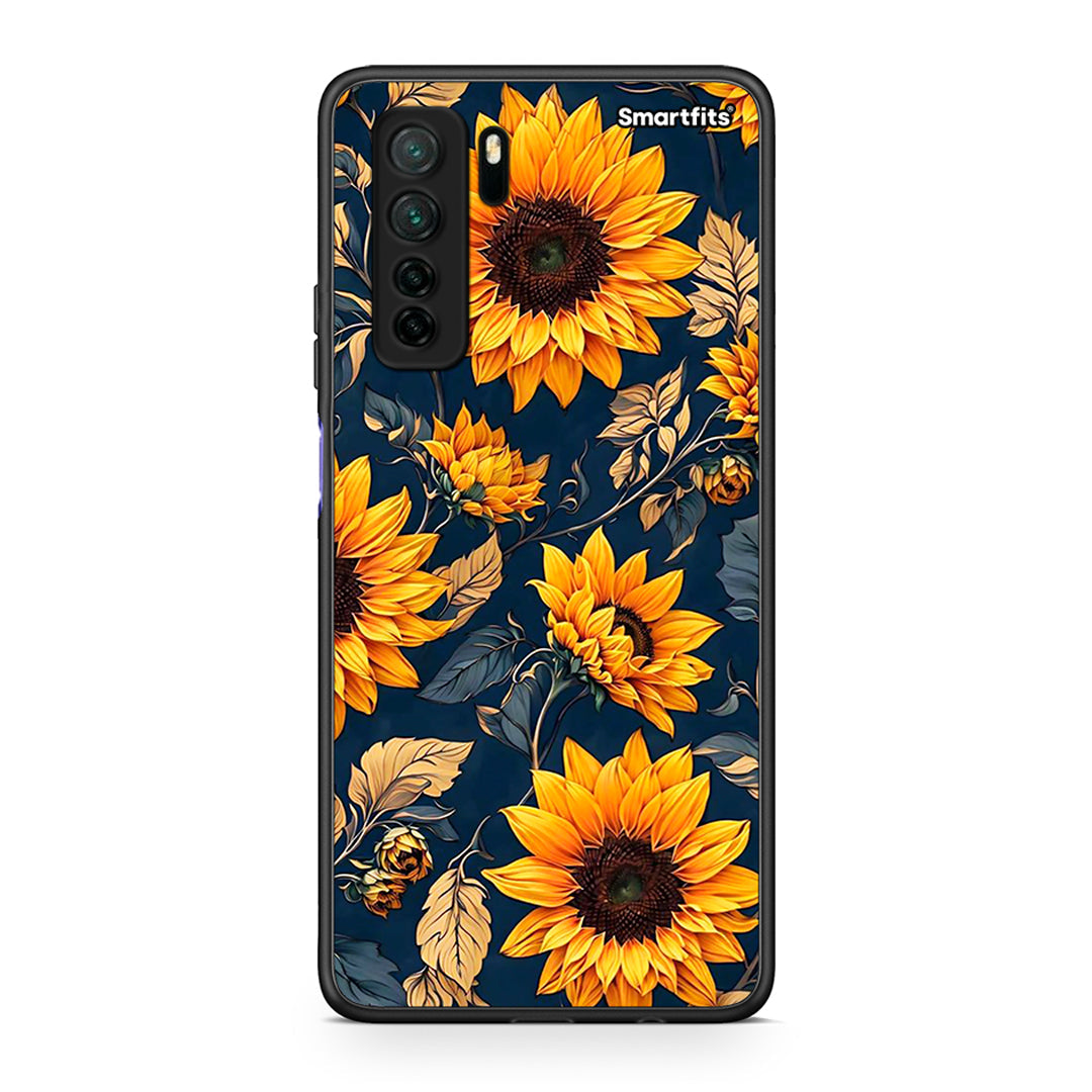 Θήκη Huawei P40 Lite 5G Autumn Sunflowers από τη Smartfits με σχέδιο στο πίσω μέρος και μαύρο περίβλημα | Huawei P40 Lite 5G Autumn Sunflowers Case with Colorful Back and Black Bezels