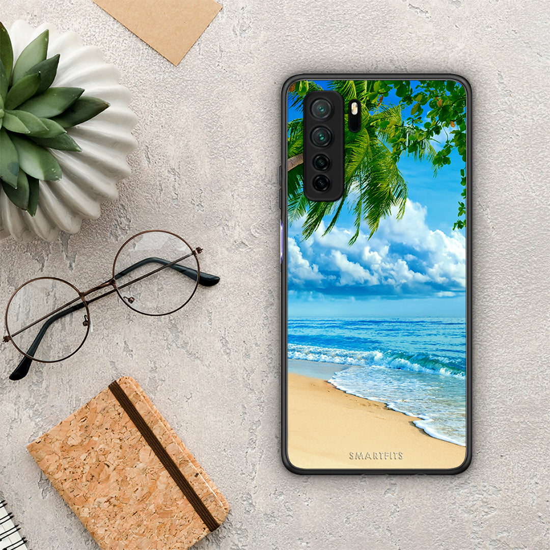 Θήκη Huawei P40 Lite 5G Beautiful Beach από τη Smartfits με σχέδιο στο πίσω μέρος και μαύρο περίβλημα | Huawei P40 Lite 5G Beautiful Beach Case with Colorful Back and Black Bezels