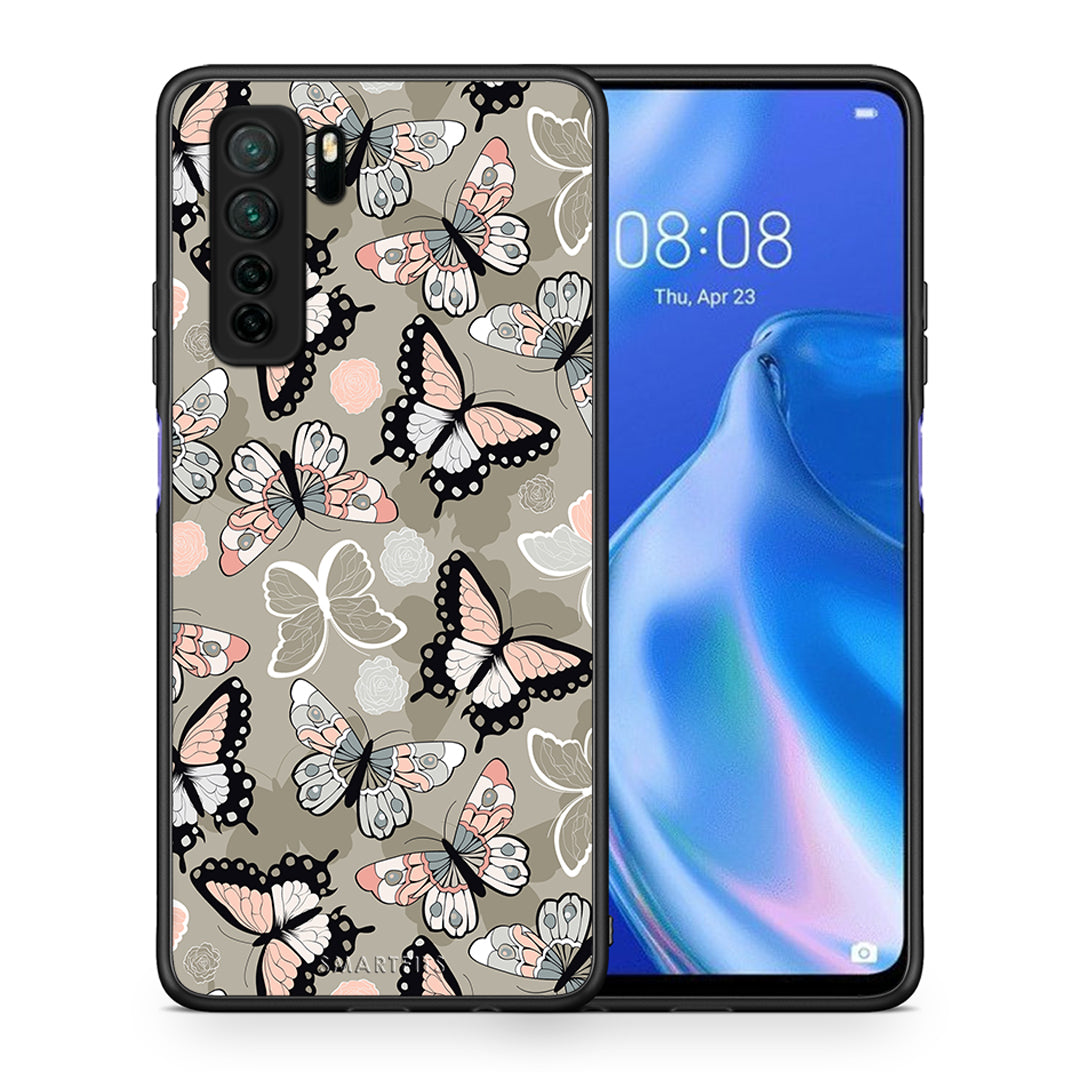 Θήκη Huawei P40 Lite 5G Boho Butterflies από τη Smartfits με σχέδιο στο πίσω μέρος και μαύρο περίβλημα | Huawei P40 Lite 5G Boho Butterflies Case with Colorful Back and Black Bezels