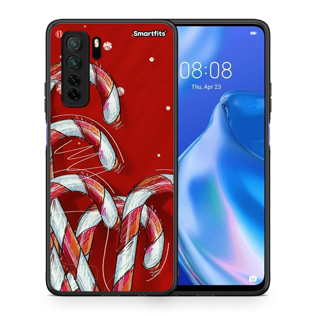 Θήκη Huawei P40 Lite 5G Candy Cane από τη Smartfits με σχέδιο στο πίσω μέρος και μαύρο περίβλημα | Huawei P40 Lite 5G Candy Cane Case with Colorful Back and Black Bezels