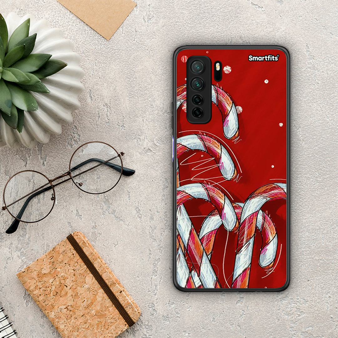 Θήκη Huawei P40 Lite 5G Candy Cane από τη Smartfits με σχέδιο στο πίσω μέρος και μαύρο περίβλημα | Huawei P40 Lite 5G Candy Cane Case with Colorful Back and Black Bezels