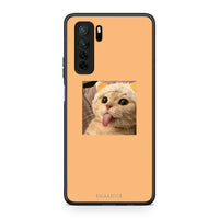 Thumbnail for Θήκη Huawei P40 Lite 5G Cat Tongue από τη Smartfits με σχέδιο στο πίσω μέρος και μαύρο περίβλημα | Huawei P40 Lite 5G Cat Tongue Case with Colorful Back and Black Bezels