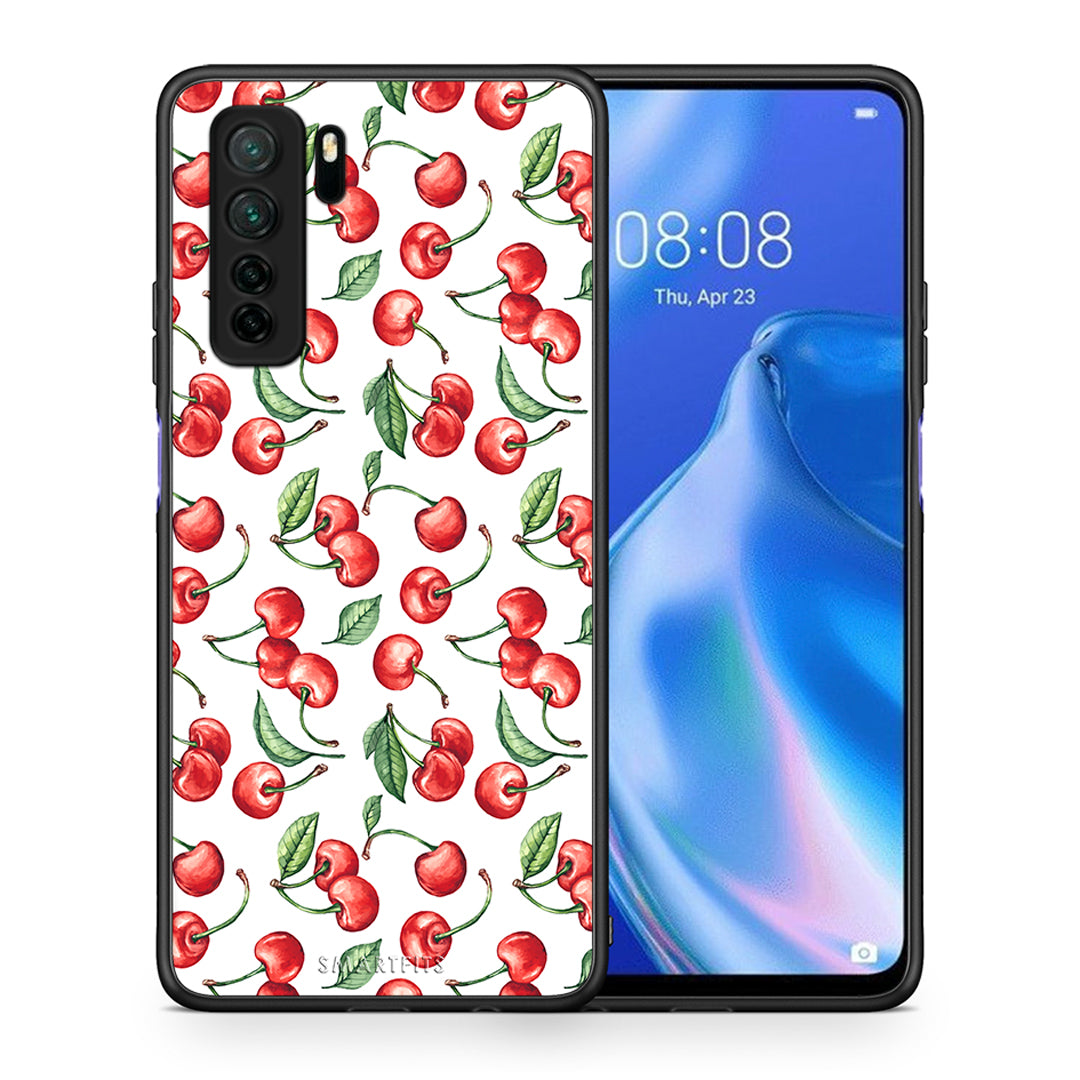 Θήκη Huawei P40 Lite 5G Cherry Summer από τη Smartfits με σχέδιο στο πίσω μέρος και μαύρο περίβλημα | Huawei P40 Lite 5G Cherry Summer Case with Colorful Back and Black Bezels