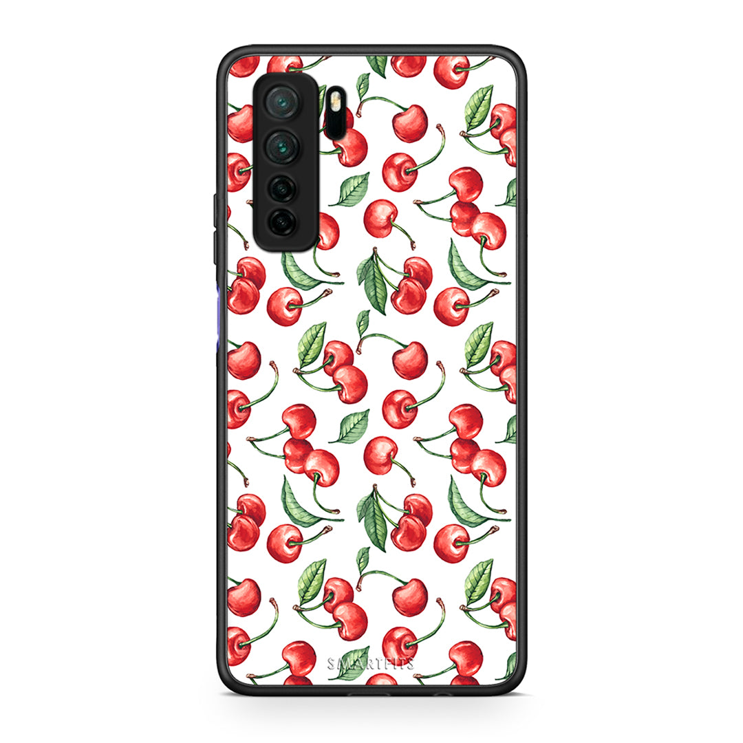 Θήκη Huawei P40 Lite 5G Cherry Summer από τη Smartfits με σχέδιο στο πίσω μέρος και μαύρο περίβλημα | Huawei P40 Lite 5G Cherry Summer Case with Colorful Back and Black Bezels