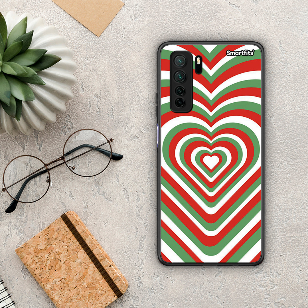 Θήκη Huawei P40 Lite 5G Christmas Hearts από τη Smartfits με σχέδιο στο πίσω μέρος και μαύρο περίβλημα | Huawei P40 Lite 5G Christmas Hearts Case with Colorful Back and Black Bezels