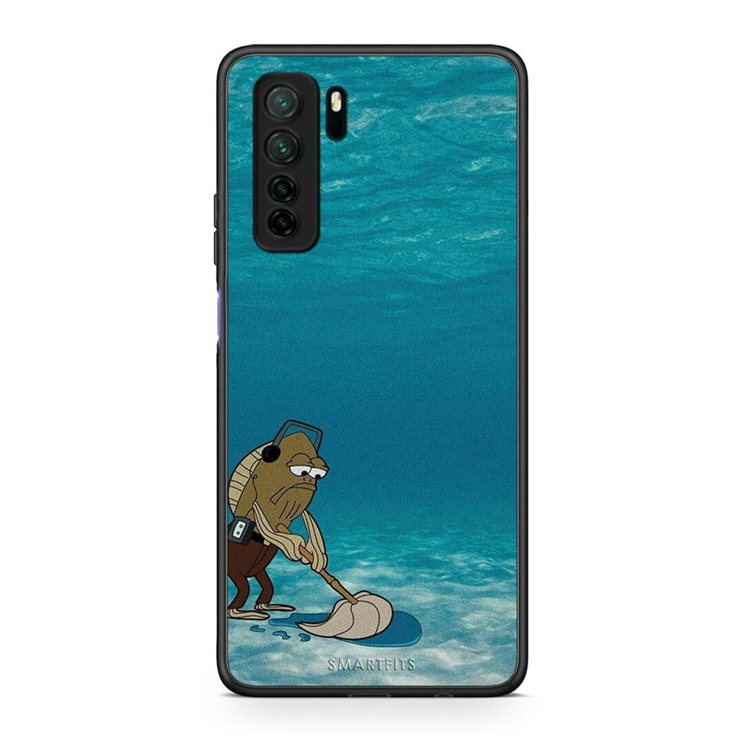 Θήκη Huawei P40 Lite 5G Clean The Ocean από τη Smartfits με σχέδιο στο πίσω μέρος και μαύρο περίβλημα | Huawei P40 Lite 5G Clean The Ocean Case with Colorful Back and Black Bezels