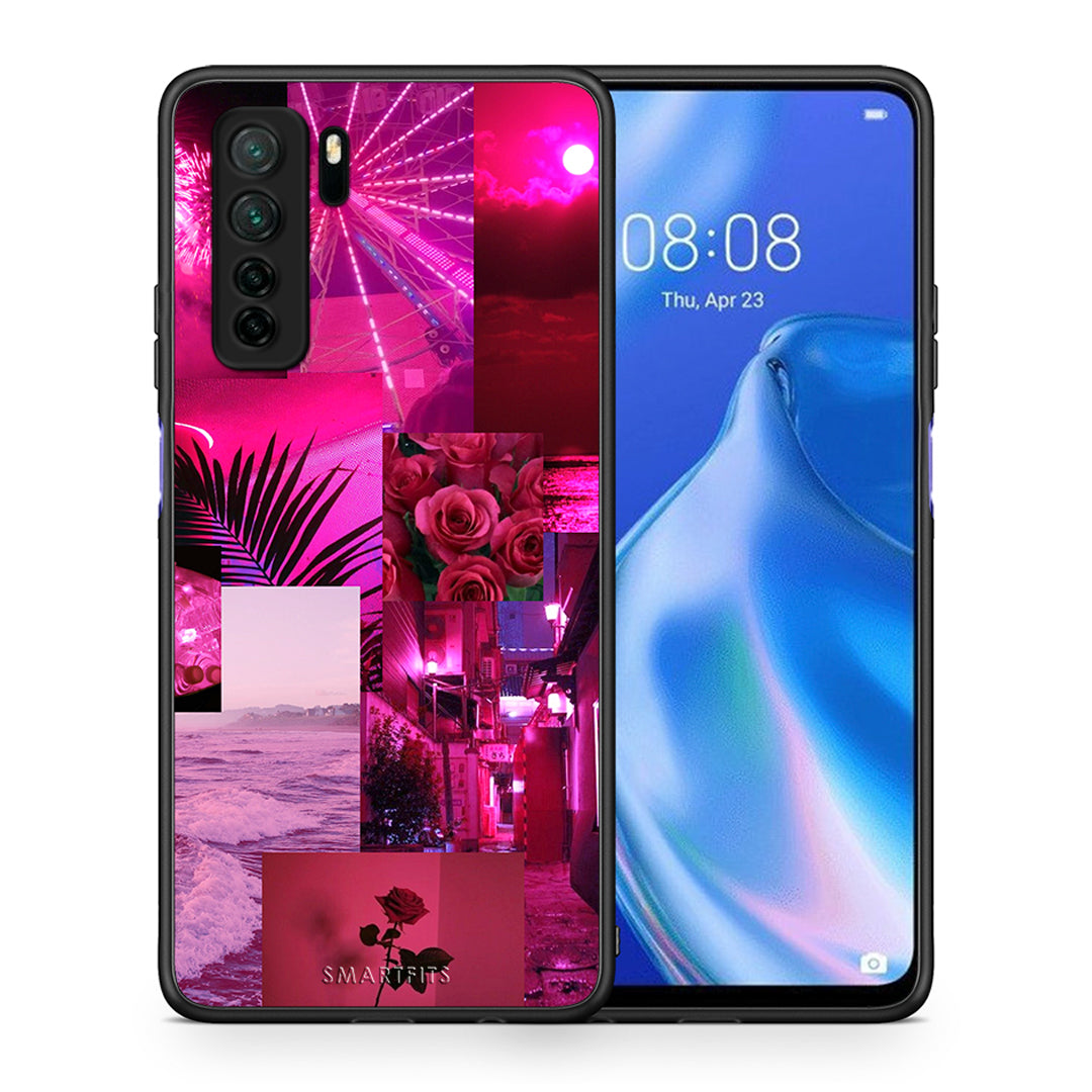 Θήκη Huawei P40 Lite 5G Collage Red Roses από τη Smartfits με σχέδιο στο πίσω μέρος και μαύρο περίβλημα | Huawei P40 Lite 5G Collage Red Roses Case with Colorful Back and Black Bezels