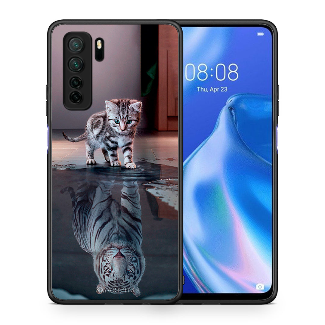 Θήκη Huawei P40 Lite 5G Cute Tiger από τη Smartfits με σχέδιο στο πίσω μέρος και μαύρο περίβλημα | Huawei P40 Lite 5G Cute Tiger Case with Colorful Back and Black Bezels