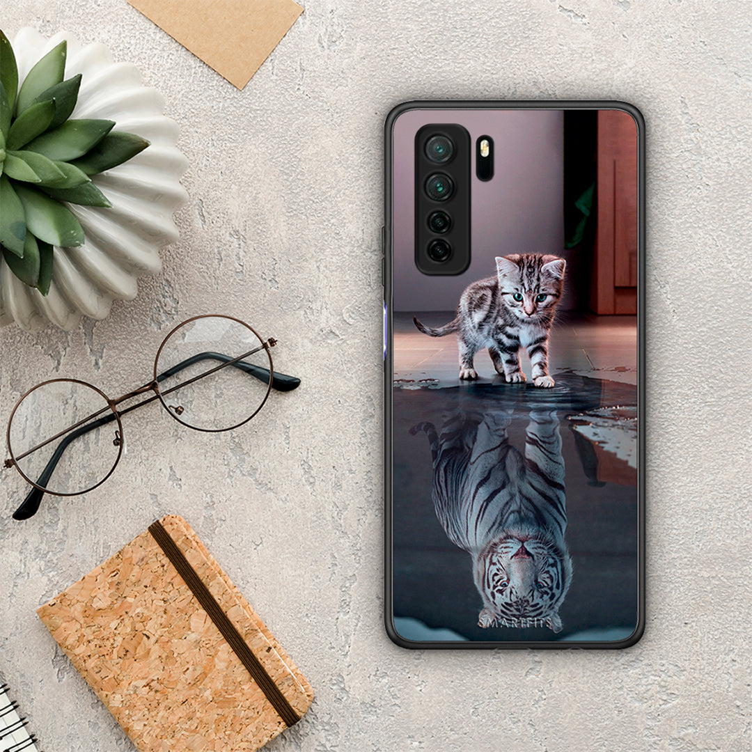 Θήκη Huawei P40 Lite 5G Cute Tiger από τη Smartfits με σχέδιο στο πίσω μέρος και μαύρο περίβλημα | Huawei P40 Lite 5G Cute Tiger Case with Colorful Back and Black Bezels