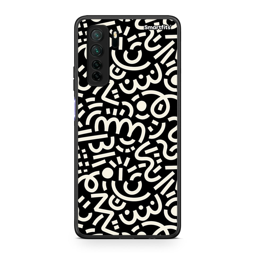 Θήκη Huawei P40 Lite 5G Doodle Art από τη Smartfits με σχέδιο στο πίσω μέρος και μαύρο περίβλημα | Huawei P40 Lite 5G Doodle Art Case with Colorful Back and Black Bezels